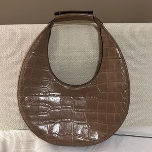 French Gray Croc STAUD Moon Bag